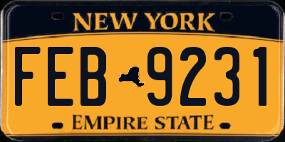 NY license plate FEB9231