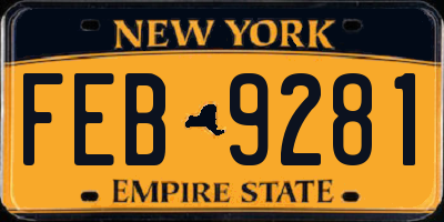 NY license plate FEB9281