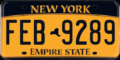 NY license plate FEB9289