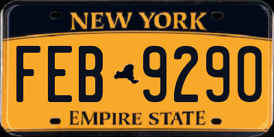 NY license plate FEB9290