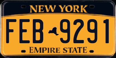 NY license plate FEB9291