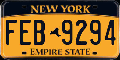 NY license plate FEB9294