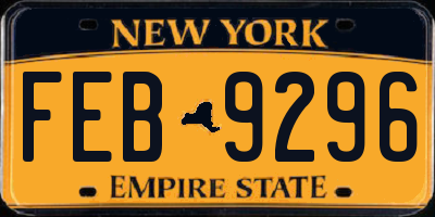 NY license plate FEB9296