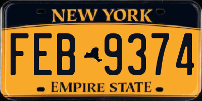NY license plate FEB9374