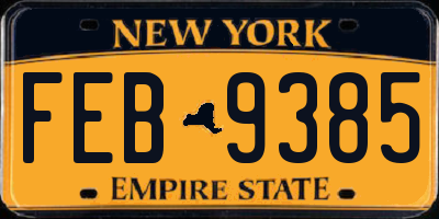NY license plate FEB9385