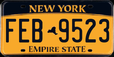 NY license plate FEB9523