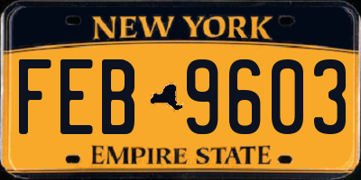 NY license plate FEB9603