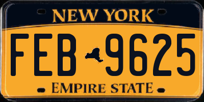 NY license plate FEB9625