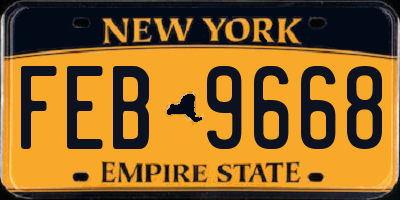 NY license plate FEB9668