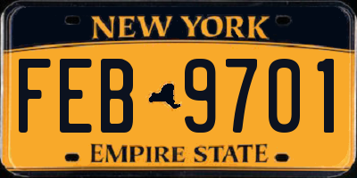 NY license plate FEB9701