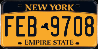 NY license plate FEB9708