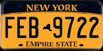 NY license plate FEB9722