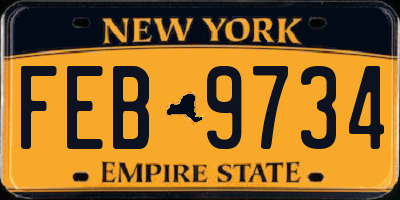 NY license plate FEB9734
