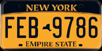 NY license plate FEB9786