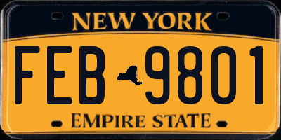 NY license plate FEB9801