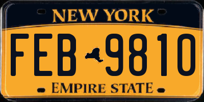 NY license plate FEB9810