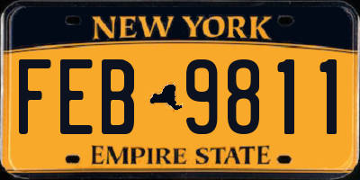 NY license plate FEB9811