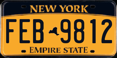 NY license plate FEB9812