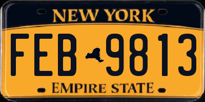 NY license plate FEB9813