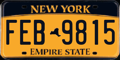 NY license plate FEB9815