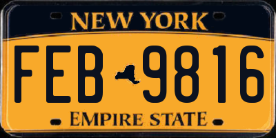 NY license plate FEB9816