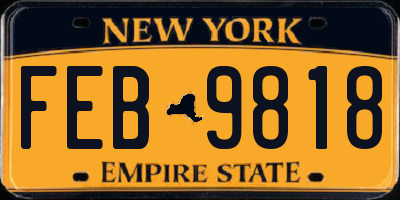 NY license plate FEB9818