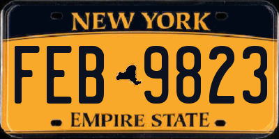 NY license plate FEB9823