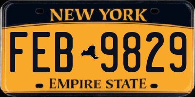 NY license plate FEB9829