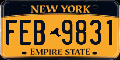 NY license plate FEB9831