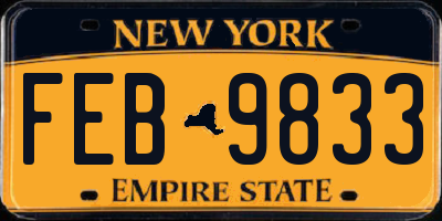 NY license plate FEB9833
