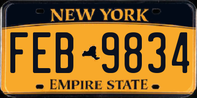 NY license plate FEB9834