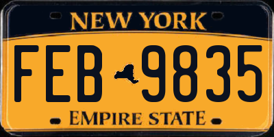 NY license plate FEB9835