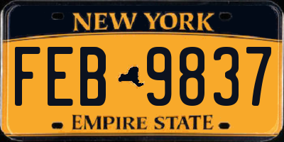 NY license plate FEB9837