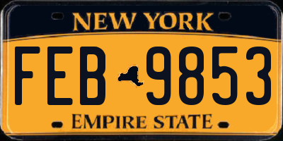 NY license plate FEB9853