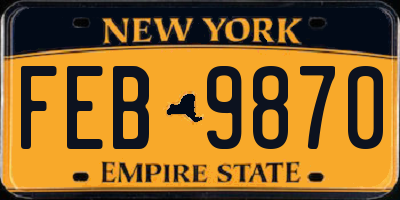 NY license plate FEB9870