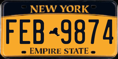 NY license plate FEB9874