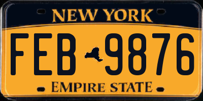 NY license plate FEB9876