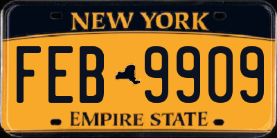 NY license plate FEB9909