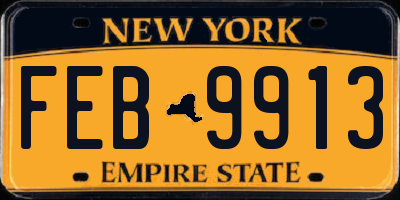 NY license plate FEB9913
