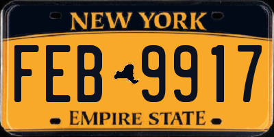 NY license plate FEB9917