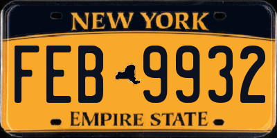 NY license plate FEB9932