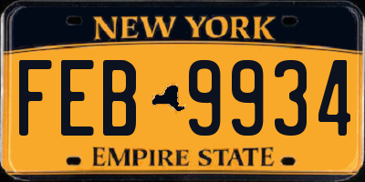 NY license plate FEB9934