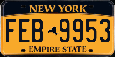 NY license plate FEB9953