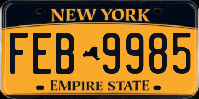 NY license plate FEB9985