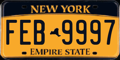 NY license plate FEB9997
