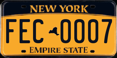 NY license plate FEC0007