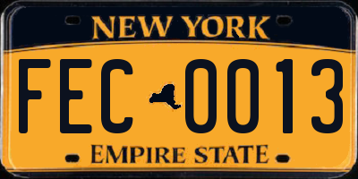 NY license plate FEC0013