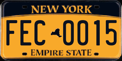 NY license plate FEC0015