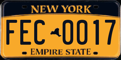 NY license plate FEC0017