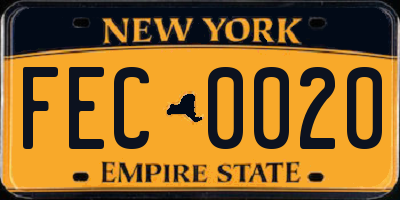 NY license plate FEC0020
